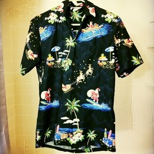Pacific Legend Surfing Santa Hawaiian Shirt Size S